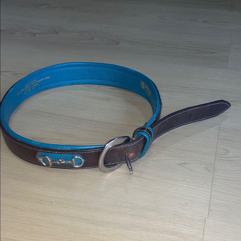 36 cm Brown and Blue Leather Belt